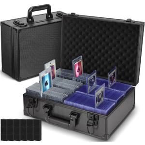 JoyHood Top Loaders Storage Box with Key Lock - Holds up to 600+ Top loaders or 130+ 35pt One Touch, Trading Card Case Sports Card Storage Box, Not for Graded Card (Large)
