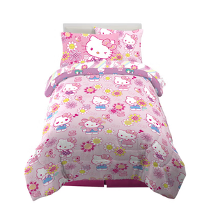 Franco Kids Bedding Super Soft Comforter and Sheet Set with Sham, 5 Piece Twin Size, Hello Kitty