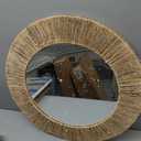 Chi An Home 24 Inch Natural Jute Mirror, Wall Mounted Round Mirror with Metal Frame, Wall Decor Rustic Farmhouse Boho Decor Accent for Bathroom, Bedroom, Living Room, or Entryway