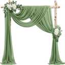 Wedding Arch Draping Fabric 4 Panels 20Ft Length x 28" Width Sage Green Arch Drapes Chiffon Fabric Sheer Curtains Backdrop for Party Bridal Decorations Wedding Ceremony Ceiling Stage Reception Decor