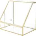 N A Cosmetic Storage Box,Makeup Organizer Antique Countertop Cosmetic Storage Box Mirror Glass Beauty Display, Gold Spin Large Capacity Holder for Brushes Lipsticks