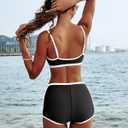 AngiMelo High Waisted Bikini Sets for Women Two Piece Tummy Control Swimsuits Modest Bathing Suit Shorts Swim Suits Teens (Black, S)
