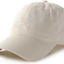 FURTALK Unisex Vintage Washed Unstructured Baseball Cap Washed Cotton Adjustable Dad Hat (Beige)