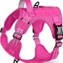 rabbitgoo Tactical Dog Harness for Large Dogs No Pull Adjustable Military Vest with Handle MOLLE Reflective Heavy Duty Dog Vest for Walking Training Hunting Outdoor Working Medium Size Dog Rose Red L