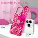 for iPhone 13 Pro Max Case Glitter, with Screen Protector, Cute Rose Floral Design with Diamond Bling Lens Frame Protection Slim Fit Shockproof Protective Phone Cover for Women Girls -Red