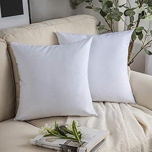Phantoscope Pack of 2 Velvet Decorative Throw Decorative Pillow Cover Soft Solid Square Cushion Case for Couch White 18 x 18 inches 50 x 50 cm 