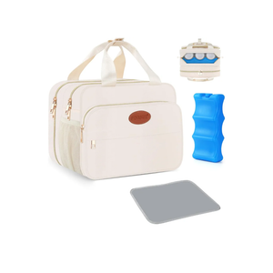 PIIOSER Breastmilk Cooler Travel Bag with Ice Pack, Compatible with Wearable Breast Pumps & Accessories - Breastfeeding On The Go for Nursing & Working Moms, Cream
