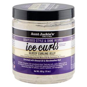Aunt Jackie's Grapeseed Style and Shine Recipes Ice Curls Glossy Curling Jelly, Hydrates, Softens, Makes Waves, Curls and Coils Easier to Style, 15oz