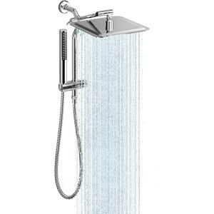 Veken Shower Head, 10'' Luxury All Metal Rain Shower Heads with Handheld Spray Combo, Hand Held Bathroom Combo with Adjustable Extension Arm, Bathroom Accessories, Dual Rainfall Showerhead Chrome