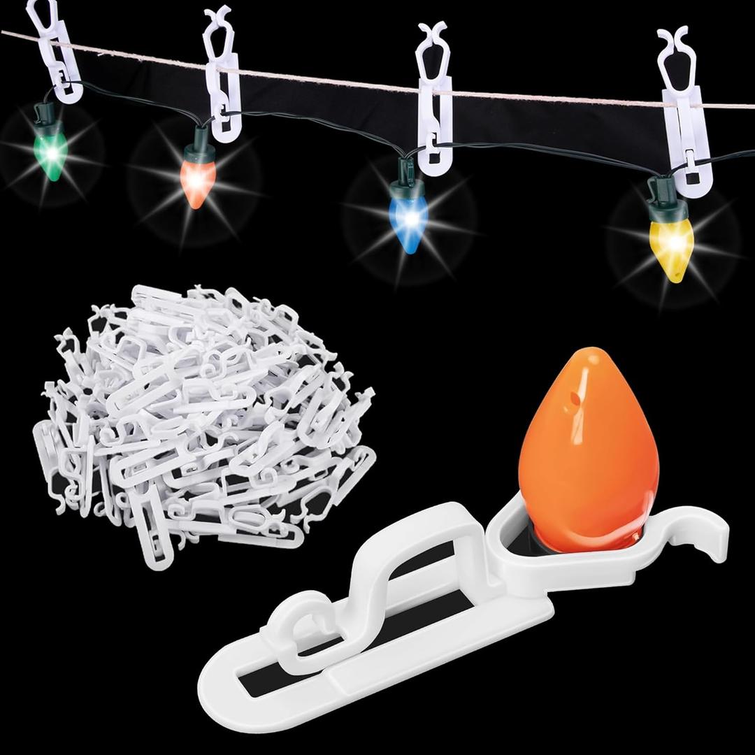EBaokuup 180 Pcs Christmas Light Clips, Waterproof Gutter Lights Hooks of Outside String Lights C9,C7 and Mini Lights, All in One Roof Light Hangers for Christmas Gutters, Shingles, Fence, Roof