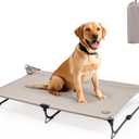 CANINE CANYON Daisy Cot, Large Foldable Elevated Dog Bed, Portable Raised Outdoor Folding Dog Cot, Cooling, Chew Proof, Waterproof, Heavy Duty Up to 160 Lbs for Camping/Home, Brown, 43"x27"x7
