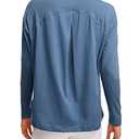 CRZ YOGA Pima Cotton Long Sleeve Workout Shirts for Women Loose Fit Crew Neck Yoga Athletic Tops Casual Fall Shirt Ink Blue, Medium