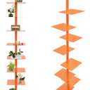Sizcdiomk 9-Tier Narrow Spine Bookshelf, Modern Bookcase, Adjustable Vertical Bookshelf, Metal Rotating Bookshelf Tower for Home Office Living Room Bedroom (Orange)