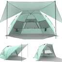 Elegear CumbreX™ Beach Tent with 360° Removable Canopy, 4-6 Person Pop Up Sun Shade Shelter, UPF 50+ Automated Installation Double Silver Coating Portable Lightweight Beach Cabana for Outdoor - Green