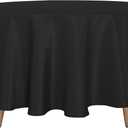 sancua Round Tablecloth - 90 Inch - Water Resistant Spill Proof Washable Polyester Table Cloth Decorative Fabric Table Cover for Dining Tables, Buffet Parties and Camping, Black