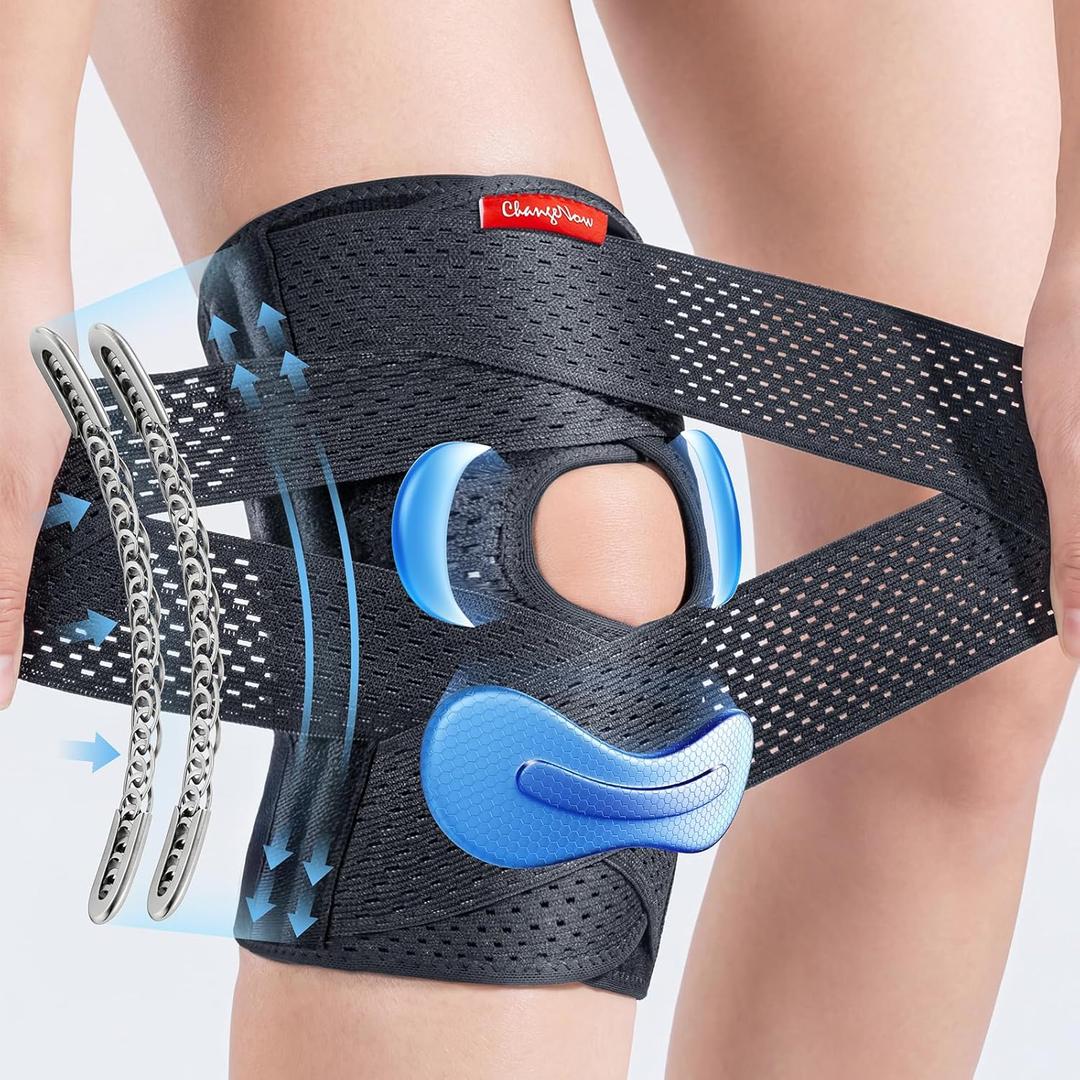 changenow Medical-Grade Knee Brace,Knee Support for Men and Women,Breathable Knee Pain with Side Stabilisers,V-Straps & Ultra Support,for Meniscus Tears,Arthritis,MCL and ACL Injuries (Medium, Black)