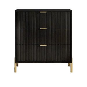 Modern 3-Drawer Nightstand Bedside Table End Table Furniture - Black