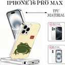 for iPhone 16 Pro Max Case, Animal Print Case for iPhone 16 Pro Max, Scratch Resistant Shockproof Cover, Aesthetic Clear Phone Cover, Hi Frog, Funny Frog Cases（B096）