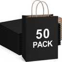 BagDream 50Pcs Gift Bags 8x4.25x10.5 Inches Kraft Paper Gift Bags with Handles Bulk for Shopping, Wedding, Party Favor, Merchandise, Retail, Black Paper Sacks