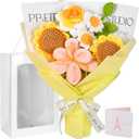 Crochet Flower Bouquet, Crochet Flowers Handmade Yellow Roses Sunflowers Bouquet, Romantic Gift for Her, Wedding, Anniversary, Birthday Gift for Women Wife Lover Friends (Sunflower)