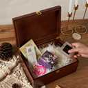 Larger Wooden Memory Keepsake Box with Hinged Lid & 8x10 Photo Frame Inside Lid Decorative Storage Box With a Hinge Lids for Pictures, Letters & Time Capsule Wooden Gift Box, 5.3 x 8.6 x 11.7