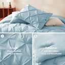 CozyLux Full Size Comforter Sets Light Blue, 7 Pieces Pintuck Bed in A Bag Blue Comforter Full Size, Pinch Pleat Bedding Sets with All Season Comforter, Sheets, Pillowcases & Shams