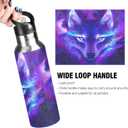 Wolf Water Bottle Wolf Cups Galaxy Water Bottle for Kids Girls with Straw Lid Wolves Insulated Stainless Steel Water Flask Sport Gym 20 oz