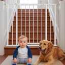 Baby Gate for Stairs,28.5"-40" Adjustable Width, 36" Height, Dog Gate for Doorways with Pressure & Wall Mount Kits, Baby Safety Gate for Stairs, Doorways, and Indoor Use (white 28-40",36")