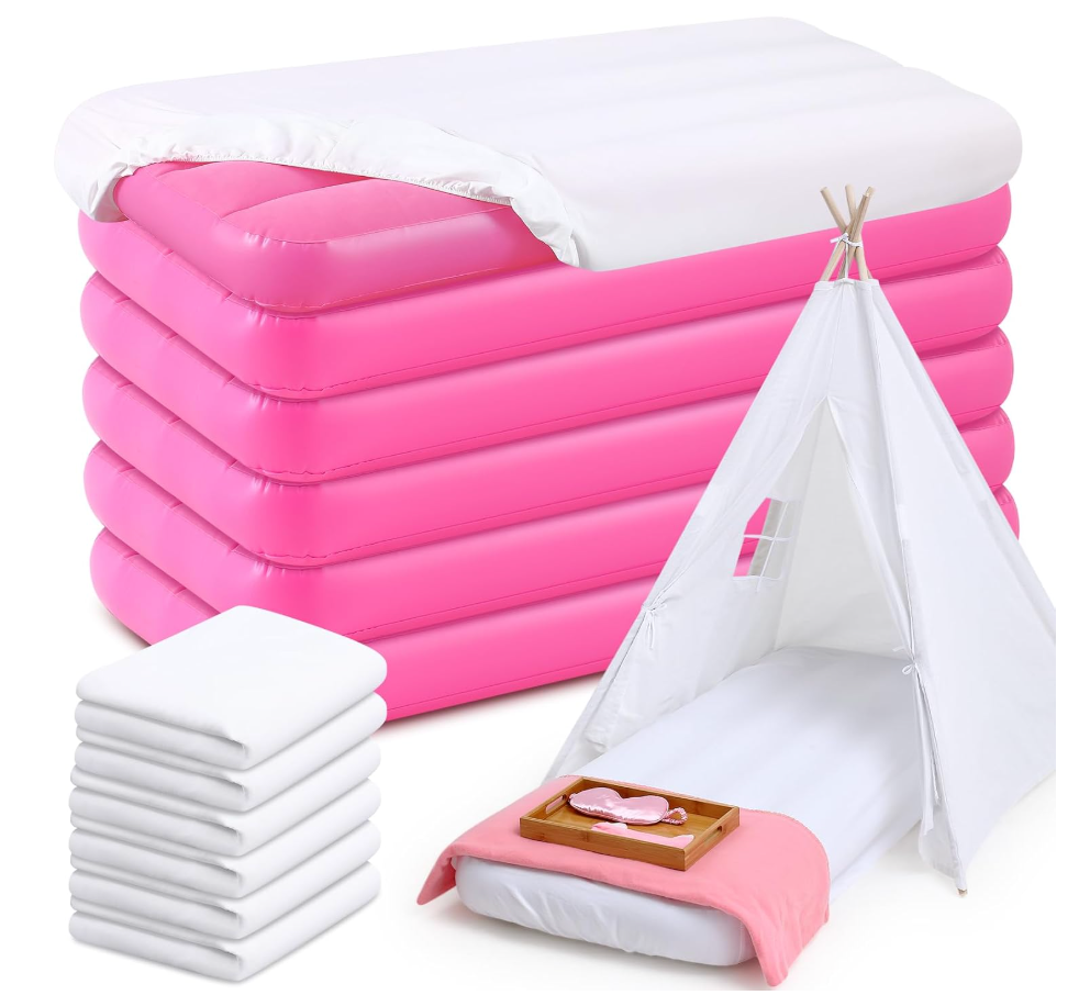 Windyun 6 Sets Kids Air Mattress Bulk with Fitted Sheet, White