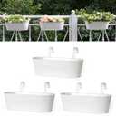 Dahey 3 Pcs Metal Iron Hanging Flower Pots for Railing Fence 15.7 Inch Hanging Bucket Pots Countryside Style Window Flower Plant Holder with Detachable Hooks for Garden Yard Home Decor, White