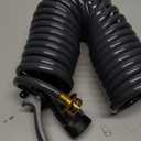 Coil Hose 25FT EVA Coil Garden Hose With 3/4'' Brass Connector Coiled Water Hose Lightweight And No Kink Includes 7 Patterns Spray Nozzle For Outdoors Lawn Watering Car Washing (Gray)