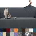 YEMYHOM Couch Cover Latest Jacquard Design High Stretch Sofa Covers for 3 Cushion Couch, Pet Dog Cat Proof Slipcover Non Slip Magic Elastic Furniture Protector (Sofa, Dark Gray) (Large (71"-91"))