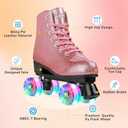 Roller Skates for Women Men Shiny PU Leather High-top Roller Skate Shoes for Beginner Classic Double-Row Roller Skates, Indoor Outdoor Roller Skates (Crystal Pink Flash Wheels, 38)