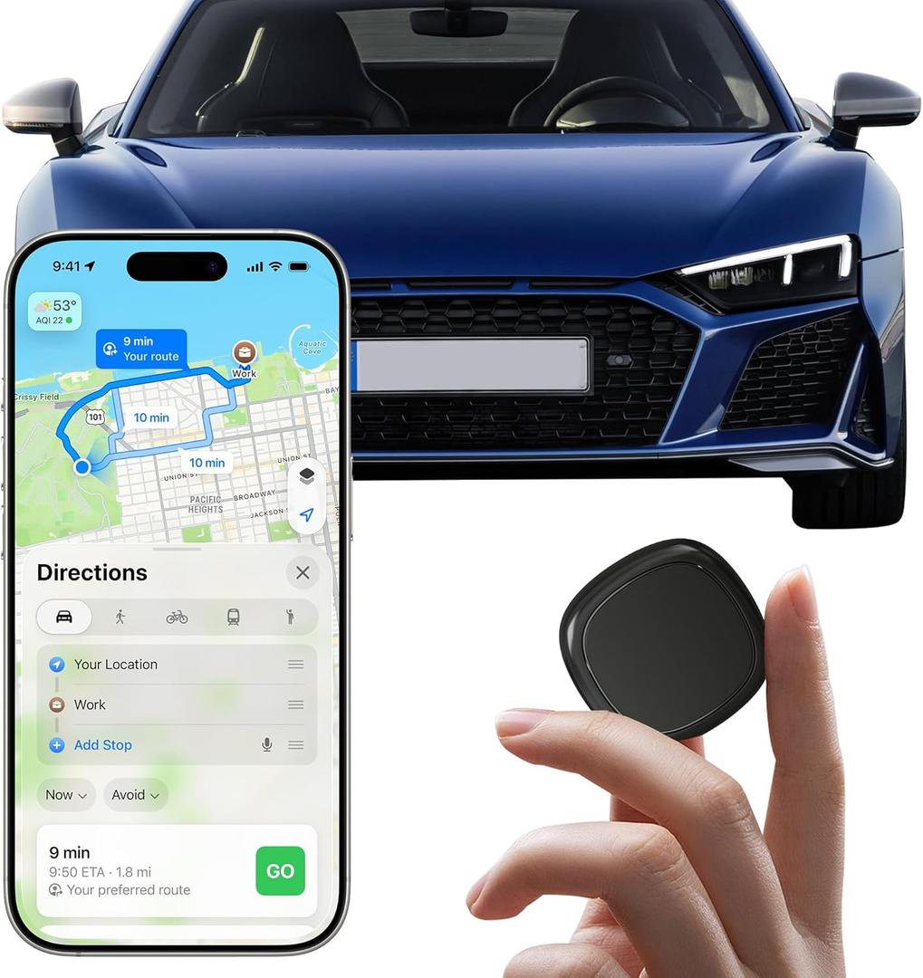 GPS Tracker for Vehicles.Mini Hidden Magnetic GPS Tracker for Vehicles - Full Global Coverage, No Subscription or SIM Card Required - Perfect for Cars, Assets, Pets, Kids, and Seniors!(Black Square)