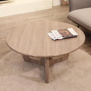 FINECASA Wooden Round Coffee Table, Curved Leg, Accent Couch, Coffee Table for Livingroom, Round Wood Table, 36 x 18 Inches, Natural (Center)