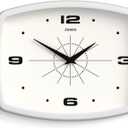 JONES CLOCKS Movie Wall Clock | Retro Rectangular Clock | 10 inch | White | Cool mid-Century Designer Look for Kitchen, Living Room or Office