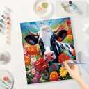 Cow in Flower Field Paint by Numbers Kit for Adults - DIY Animal Painting on Canvas 16x20 Inches, Adults' Paint-By-Number Kits Paint Set for Beginners, Farm Art Kit for Home Decoration or Gifts