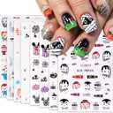 9 x 8 Sheets Halloween Nail Art Stickers Cute Pumpkin Little Ghost Nail Decals 3D Self-Adhesive Halloween Nail Stickers Mummy Nail Art Designs Accessories for Women Holiday Manicure Decor (Style 5)