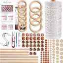 Hdviai 121Pcs Macrame Kit, Macrame Supplies 3mm x 109Yards Macrame Cord for Macrame Kits for Adults Beginners, with Accessories Like 100Pcs Beads and 10Pcs Wooden Rings for Macrame Plant Hanger Kit