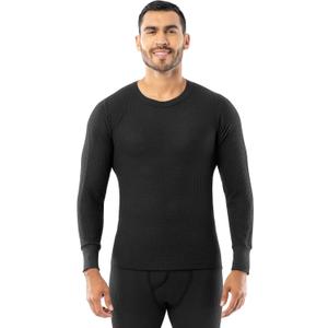 Indera Men's Traditional Waffle Thermal Underwear Long Sleeve Shirt (Large, Black)