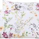 WINLIFE 100% Cotton Pillowcases Garden Floral Printed Pillow Cases Set of 2 Pillow Cover (King Size 20'' x 36'', Lilac)