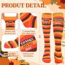 3 Pcs Thanksgiving Turkey Costume Set with Knitting Embroidery Turkey Hat Turkey Trot Socks and Funny Turkey Glasses for Kids Adults Men Women, Autumn Running Cosplay, Thanksgiving Winter Clothing