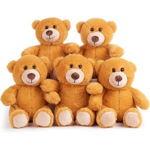 BenBen Teddy Bear Stuffed Animal, 3 Pack 8 inch Small Teddy Bear Bulk, Baby Bear Plush Toy for Baby Shower Decoration, Gifts for Girlfriend, Birthday (Dark Brown)