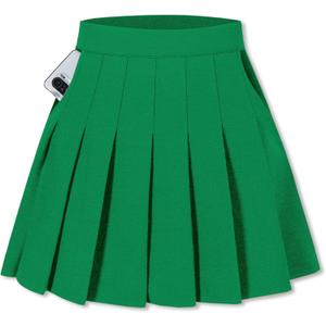 SANGTREE Girls Women's Pleated Skirt, Elastic Waist Uniform Skirt Plus Size, 2 Years - US 4XL (Green, M)