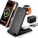Wireless Charger for Thick Cases of 10MM/Otterbox/Heavy Duty, 3 in 1 Charging Dock for iPhone 17 16 15 14 Pro Max, Phone Stand Charging Station for Multiple Devices for Apple Watch/AirPods