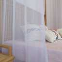 Linentalks Sheer Canopy Bed Curtains for King, Queen, Full and Twin Bed, 4 Corner Bed Canopies & Drapes, Four Poster Bed Canopy Curtains Beds, Sheer Curtains for Canopy Bed Drapes, White