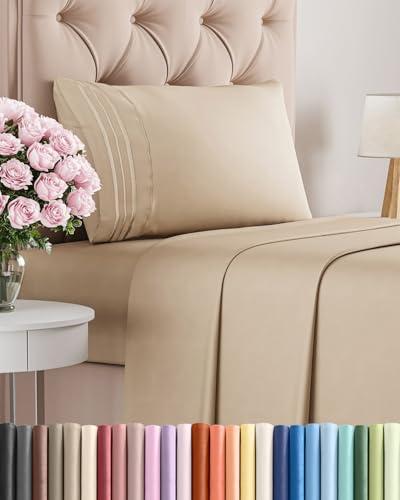 Twin Size 3 Piece Sheet Set - Comfy Breathable & Cooling Bed Sheets Set - Hotel Luxury Bedding for Women, Men, Kids, Teens, Boys & Girls - Deep Pockets, Ultra-Soft and Wrinkle Free - Oeko-Tex - Cream