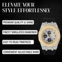 Men's 43mm Iced Out Octagonal Case Silicone Band Watch