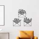 3 Pcs Envelope Flower Wall Art Decor Black Metal Wall Sculpture Decor Hanging Iron Flowers Bedroom Bathroom Art Flower Line Sculpture Minimalist Decoration, 9.84 x 9.84 Inch