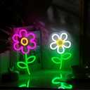 Xuhal 2 Pieces Daisy Flower Neon Sign Daisy Shaped Neon Light Aesthetic LED Sign Daisy Decor Wall Hanging Decoration for Bedroom Living Room Dining Room Bar Club Party, USB Powered